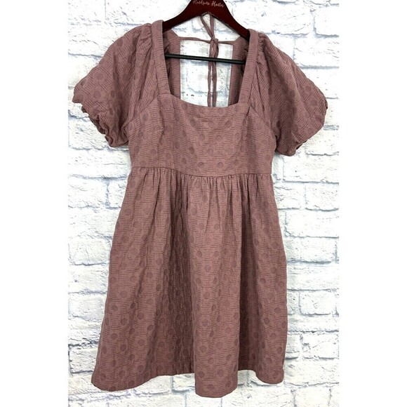 Madewell Floral Quilted Puff Sleeve Mini Dress Sz M Purple Flirty Hidden Zipper - Picture 2 of 12